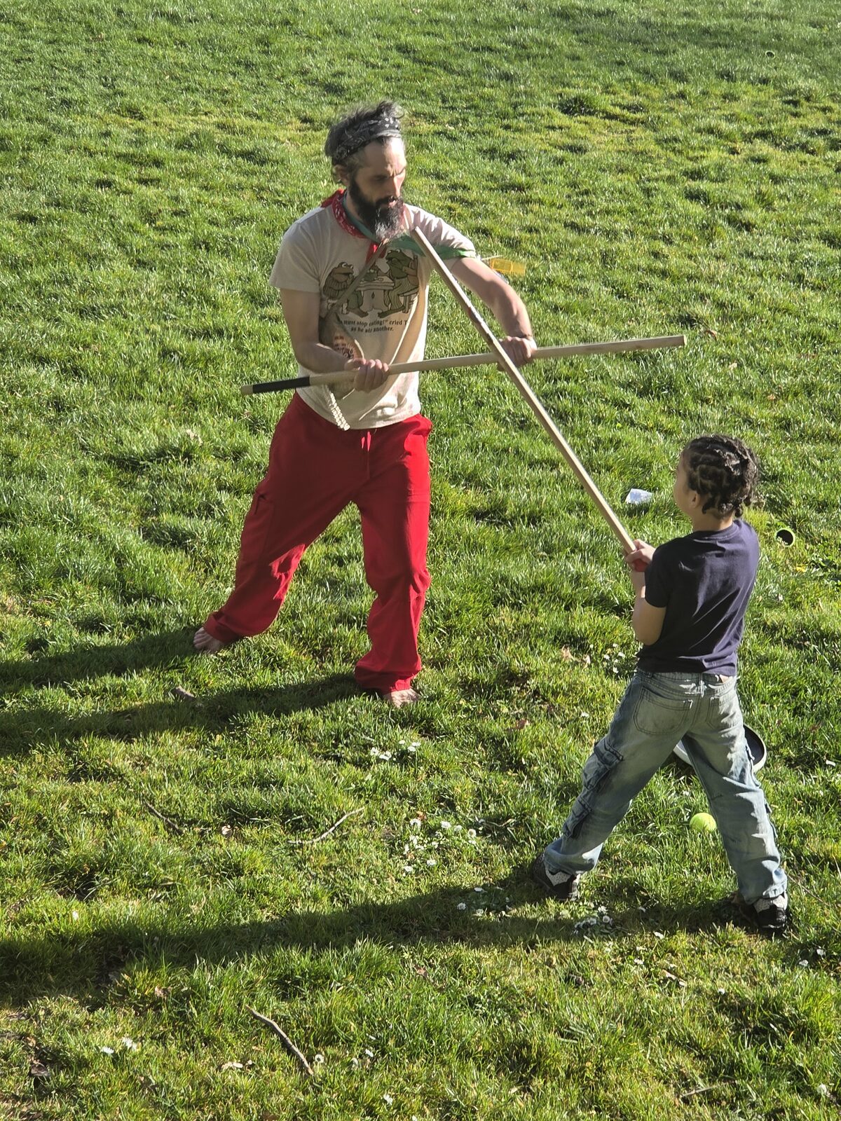 Stave work and HalfBall pickup on the grass